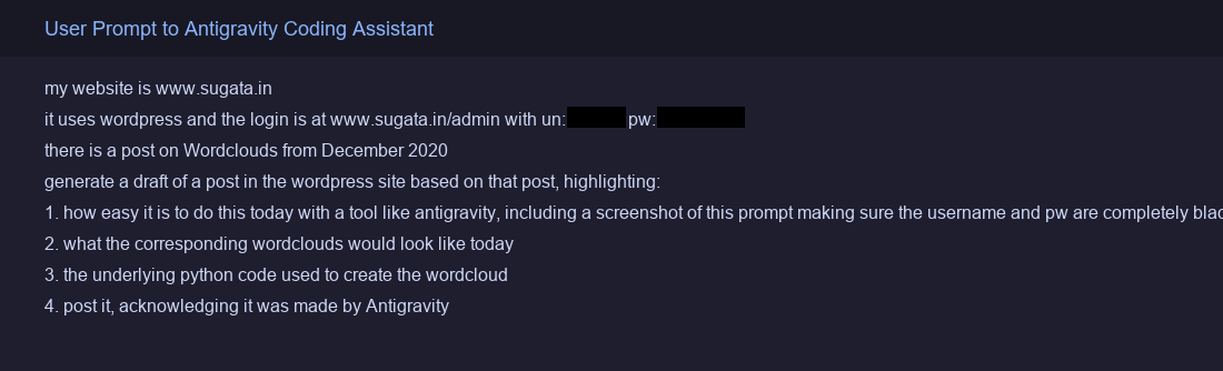 User prompt to Antigravity